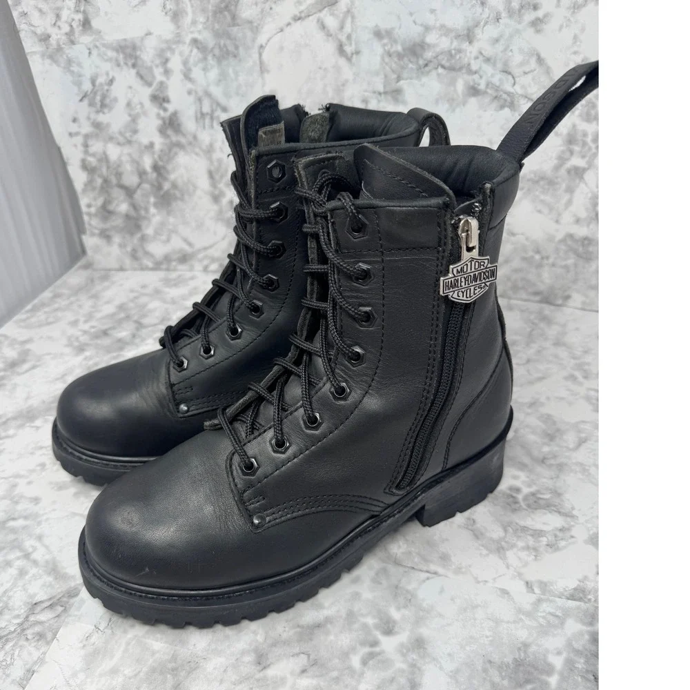 Harley Davidson Y2K ☠️Leather‎ Boots Mens 8.5 Womens 10 Biker Grunge Punk Moto